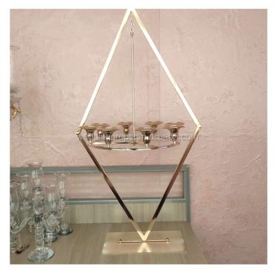 China Party Events Gold Metal Hook Chandelier Candelabra Table Stand Decoration Hanging Crystal Centerpiece for sale