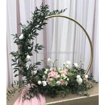 China Europe Accept Customized Wedding Gold Round Metal Arch Flower Stand Table Centerpiece for sale