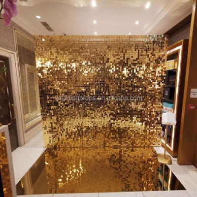 China Home Decoratiove Shimmer Sequin Wall Panel Gold Color Sequin Backdrop for sale