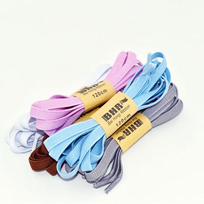 China Latex Elastic Laces 6mm Custom Colored Flat Polyester Flat for sale