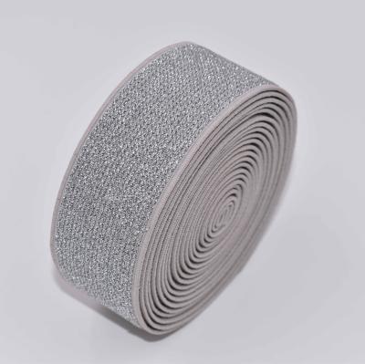 China Viable Woven Gold Elastic Webbing Glitter Elastic Band For Garment Accessories for sale