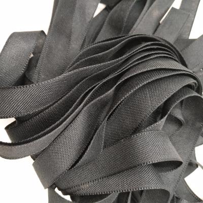 China Viable Black Webbing Sliver Thinner Webbing 15mm Polyester Webbing Special Style for sale