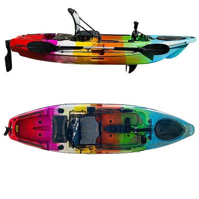 China Professional Cheap PVC 2 Person Sit On Top Pedal Operated Ocean Kayak Fishing With Rudder for sale