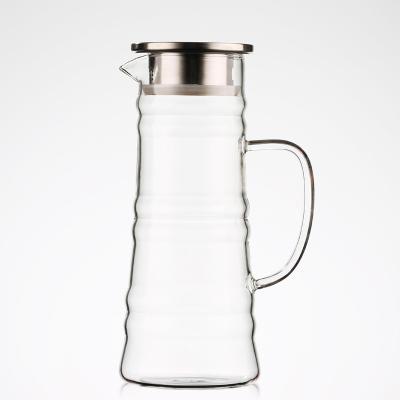 China Double Wall Borosilicate Glass Viable Large Capacity Transparent Glass Tea Pitcher for sale