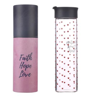 China Art Decor Customized BPA FREE Borosilicate Glass DRINKING Water Bottle for sale