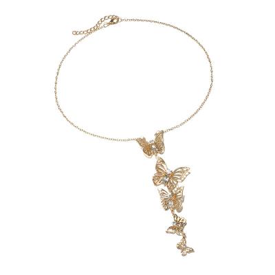 China Pupuplar 2020 FASHIONABLE retro alloy butterfly pendant necklace hollowed-out by European fashion personality. for sale