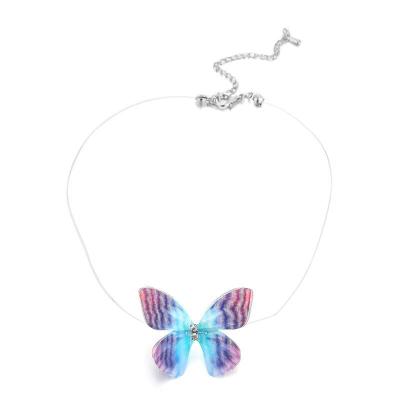 China 2020 European Fashionable Colorful Butterfly Pupuplar Necklace Butterfly Choker Necklace Pendants Statement Jewelry for sale