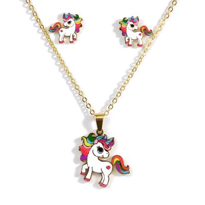 China Cute Fashion Jewelry Sets Girls' Cartoon Necklace And Earring Sets for sale