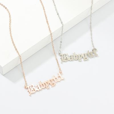 China New CLASSIC Hot Sale Ornaments Creative Babygirl Accessories For English Letter Stainless Steel Pendant Necklace for sale