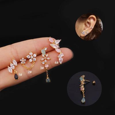 China Cute Korean version of the new stainless steel flower stud piercing earrings for sale