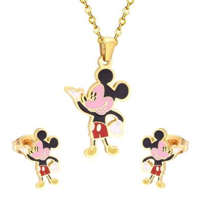 China Cute Wholesale Unique Stainless Steel Necklace Stud Earring Jewelry Pendant Set for sale