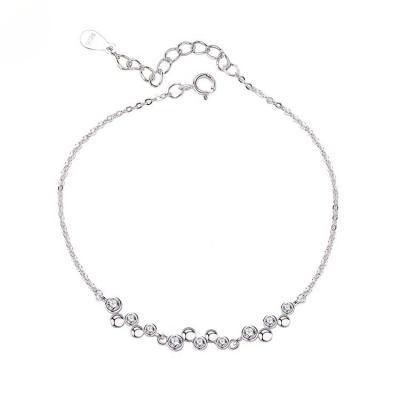 China Fashionable S925 Sterling Silver Hand Chain Drill Round Bracelet Beautiful Small for sale