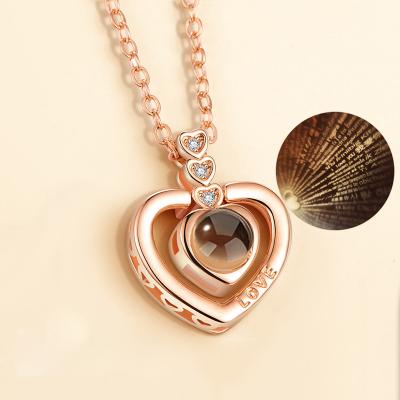 China One Hundred Languages ​​Romantic I Love You Heart Shaped Projection Pendant Necklace for sale