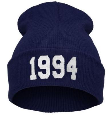 China 1994 COMMON Hip Hop Fashion Knit Baseball Spoof Embroidered Acrylic Warm Knitted Beanie for sale