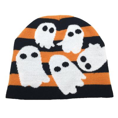 China New JOINT jacquard male and American cold knit hats autumn and winter Halloween female ghost woolen warm hat for sale