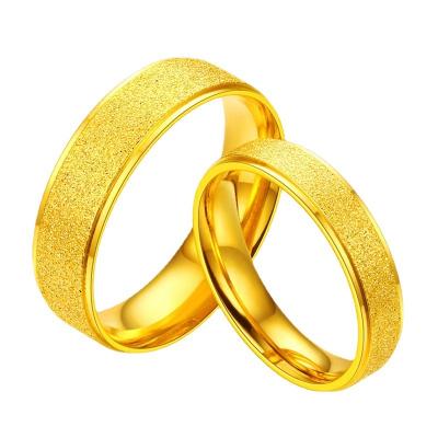 China Cute European and American Grinding Sand Ring Titanium Steel Couple Ring of Accessories Stainless Steel for sale