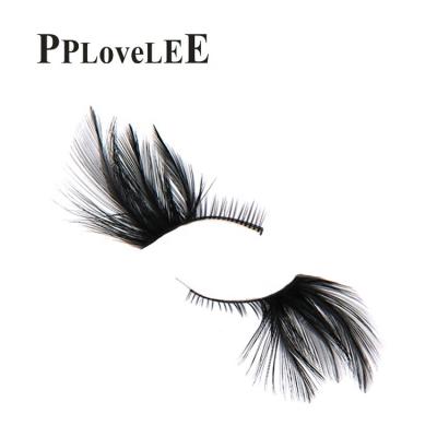 China Light hot sale exaggerated colorful tail extension long eye feather costume party eyelash for ladies for sale