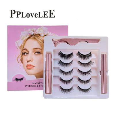 China Cruelty free/25 times reusable/comfortable wear five pairs of eyeliner two with magnetic eyelashes suit wholesale for sale