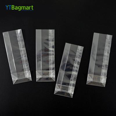 China YTBagmart Logo Printed Clear Side Gusset Bopp Reusable Custom Plastic Cellophane Bag Opp Square Bottom Bag for sale