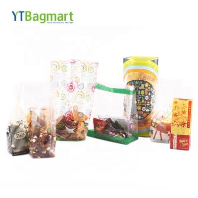 China YTBagmart Manufacturing Food Grade Reusable Bottom Side Gusset Square Poly Biodegradable Clear Custom Cellophane Bopp Opp Plastic Bag for sale