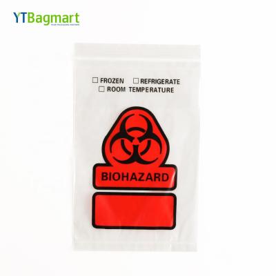 China YTBagmart LDPE Biohazard Specimen Moisture Proof Medical Plastic Ziplock Bag for sale