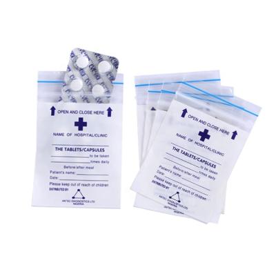 China 19 Years Manufacturer Medical Pharma LDPE Clear Plastic Ziplock Pill Bag Disposable Zipper for sale