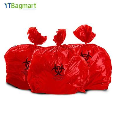 China Disposable Custom Printed Plastic LDPE Biohazard Autoclave Waste Bag Lab Hospital Clinic Heavy Duty Plastic Medical Waste Bag for sale