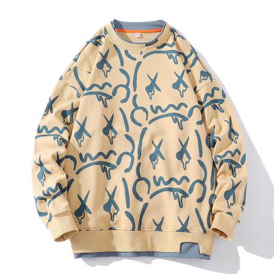 China 2022 Anti-Shrink Original Design Polyester Long Sleeve Patchwork Printed Oversized Men's Pullover Hoodies for sale