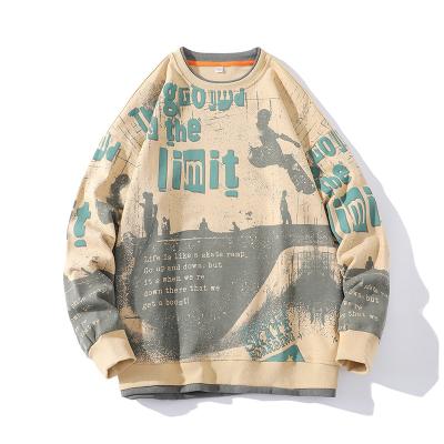 China 2022 Custom Hoodie Wholesale Streetwear Print Patchwork Casual Oversized Anti-Shrink Pullover Men's Hoodie for sale