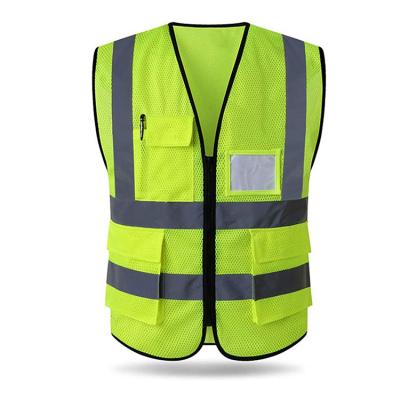 China High Visibility Water Proof Mesh Safety Cheap Yellow Reflector Vest Reflective Vest With Pockets And Zipper for sale