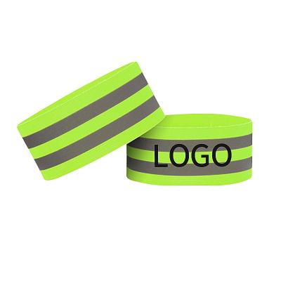 China Custom Water Proof RTS Width Elastic Adjustable Safety High Visibility Logo High Visibility 4CM Working Leg Arm Reflective Wrist Bands for sale