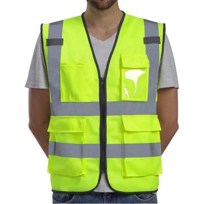 China Vis Workwear MESH Vest Safety Jacket Pocket Reflective YELLOW Safety Vest Custom Made Water Proof Hi for sale