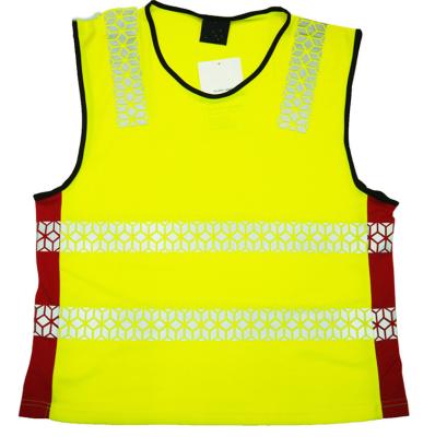 China Water Proof Visibility Heat Transfer Print 100% Polyester Bird Eyes Tops Knit Tape Reflective Vest Two Tone Short Sleeved T-Shirt for sale