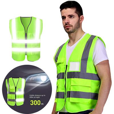 China Custom Water Proof Mesh Hi Vis High Visibility Reflective Vest Logo Printing Reflect Warning Yellow Logo Safety Work Work Vest With Pocket for sale