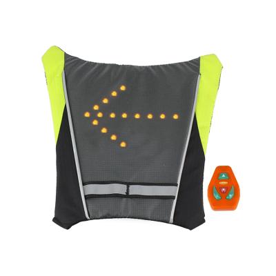 China Water Proof Backpack LED Turn Signal Glowing Reflective Safety Vest With Direction Indicator for sale