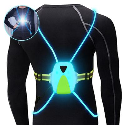 China Water Proof LED Reflective Running Vest with Front Light, High Visibility Adjustable Elastic Waistband Warning LED Lights Safety Vest for Men for sale