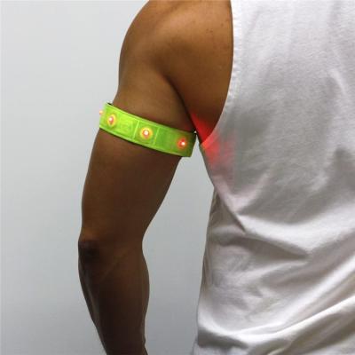 China Water Proof Red LED Safety Lights Reflective Yellow Armband For Outdoor Running Cycling Jogging Walk for sale