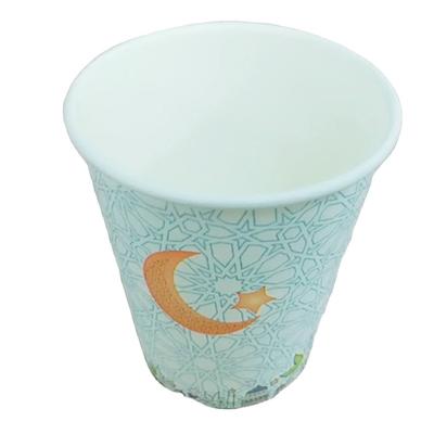 China Manufacturer Customized 8oz Disposable Single Wall Paper Take Away Paper Cup With Handle For Ramadan for sale