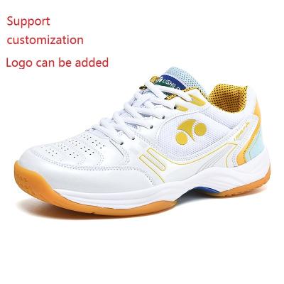 China 2022 new design microfiber men's and women's sports rubber leather upper tennis shoes breathable non slip badminton jumping shoes for sale