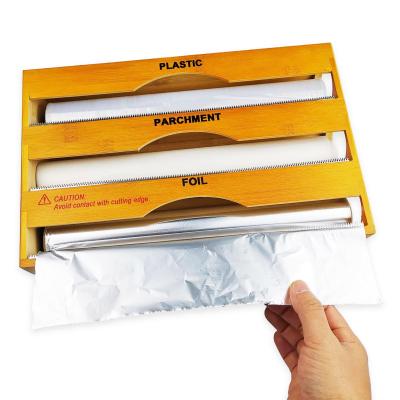 China Sustainable Plastic Envelope Dispenser Tin Foil Parchment Paper Cling Envelope Storage Bamboo Foil Dispenser And for sale