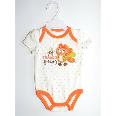 China Warm Organic Cotton Infant Romper Set Thanksgiving Neutral Newborn Baby Boy for sale