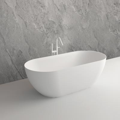 China Easy to Maintain SM--8613 Stone White Oval Solid Natural Freestanding Resin Bathtub Soaking Bathtub for sale