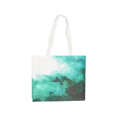 China Handled Customized High Quality Inside And Outside Photo Image Sublimation Printing Reusable Double Layer Cotton Shopping Bag for sale