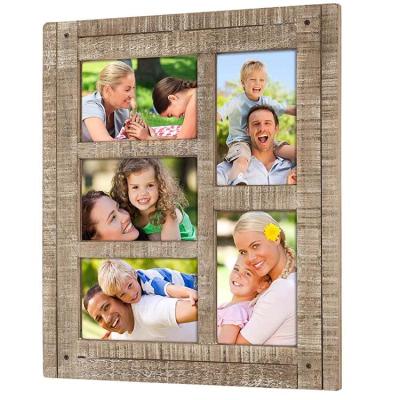 China Eco-Friendly Rustic Distressed Wood Collage Picture Frames: Holds five 4x6 photos: Ready to hang or use table top. Shabby chic, driftwood for sale