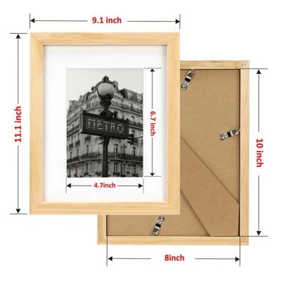 China Eco-friendly 8x10 Tempered Glass Picture Frame Solid Wood Frame Set Of 4 With Mats For Photo 5x7 - Natural Wood Color Frames For Wall Mount for sale