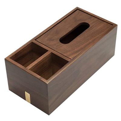 China Interior Ministry Raw Material Tissue Cover Handmade Wooden Box Retro Luxurious Eco-friendly Multifunctional Brown Office Storage for sale