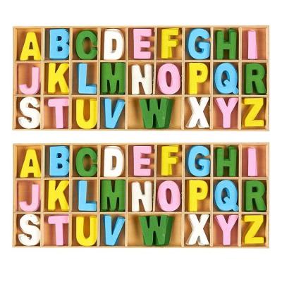 China USA Wooden Letters - 260-Piece Wooden Craft Letters with Storage Tray Set Wooden Alphabet Letters for Home Decor, for sale