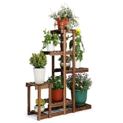 China Wooden Humanization Eco-friendly Design Space Useful Patio Garden Plant Backup Rack for sale