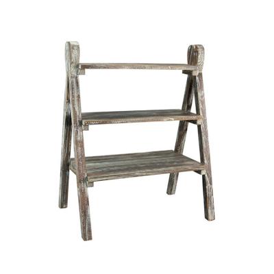 China Torched 3 Tiers Simple Elegant Design Fashion Versatile Durable Wooden Cosmetic Display Of Display Devices for sale