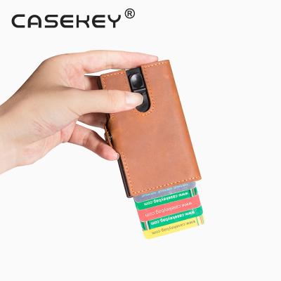 China Bestselling RFID Casekey Amazon Slim Minimalist Men's Leather RFID Wallet Blocking Card Holder Wallet Coin Purse for sale